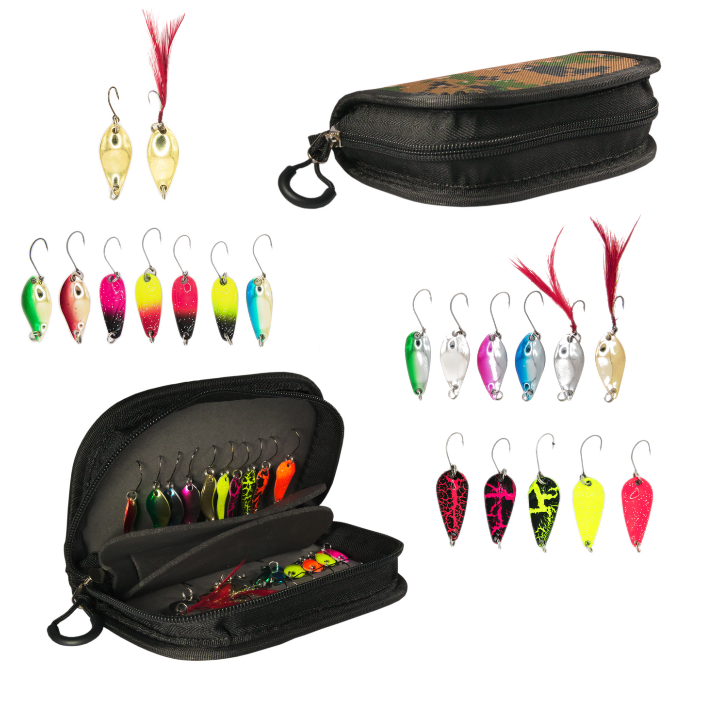 20pcs Premium Spoon Spinner Fishing Set Trout Spoons Mit Tasche